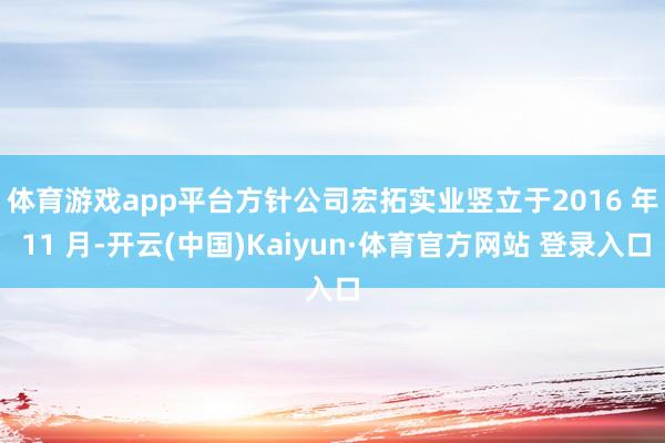 体育游戏app平台　　方针公司宏拓实业竖立于2016 年 11 月-开云(中国)Kaiyun·体育官方网站 登录入口