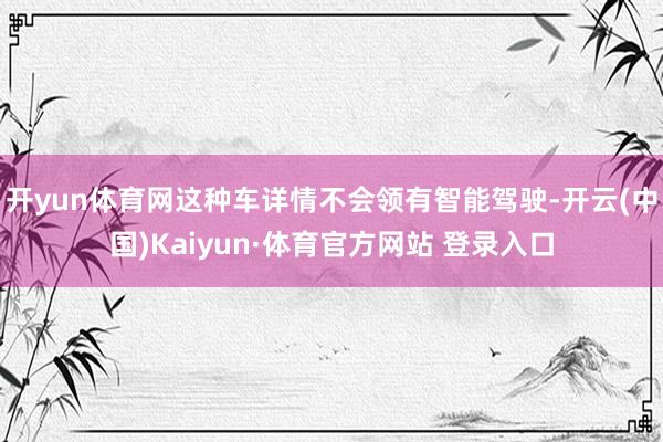 开yun体育网这种车详情不会领有智能驾驶-开云(中国)Kaiyun·体育官方网站 登录入口