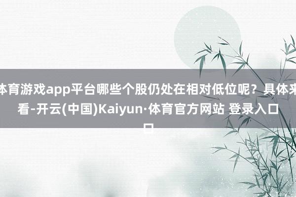 体育游戏app平台哪些个股仍处在相对低位呢？具体来看-开云(中国)Kaiyun·体育官方网站 登录入口